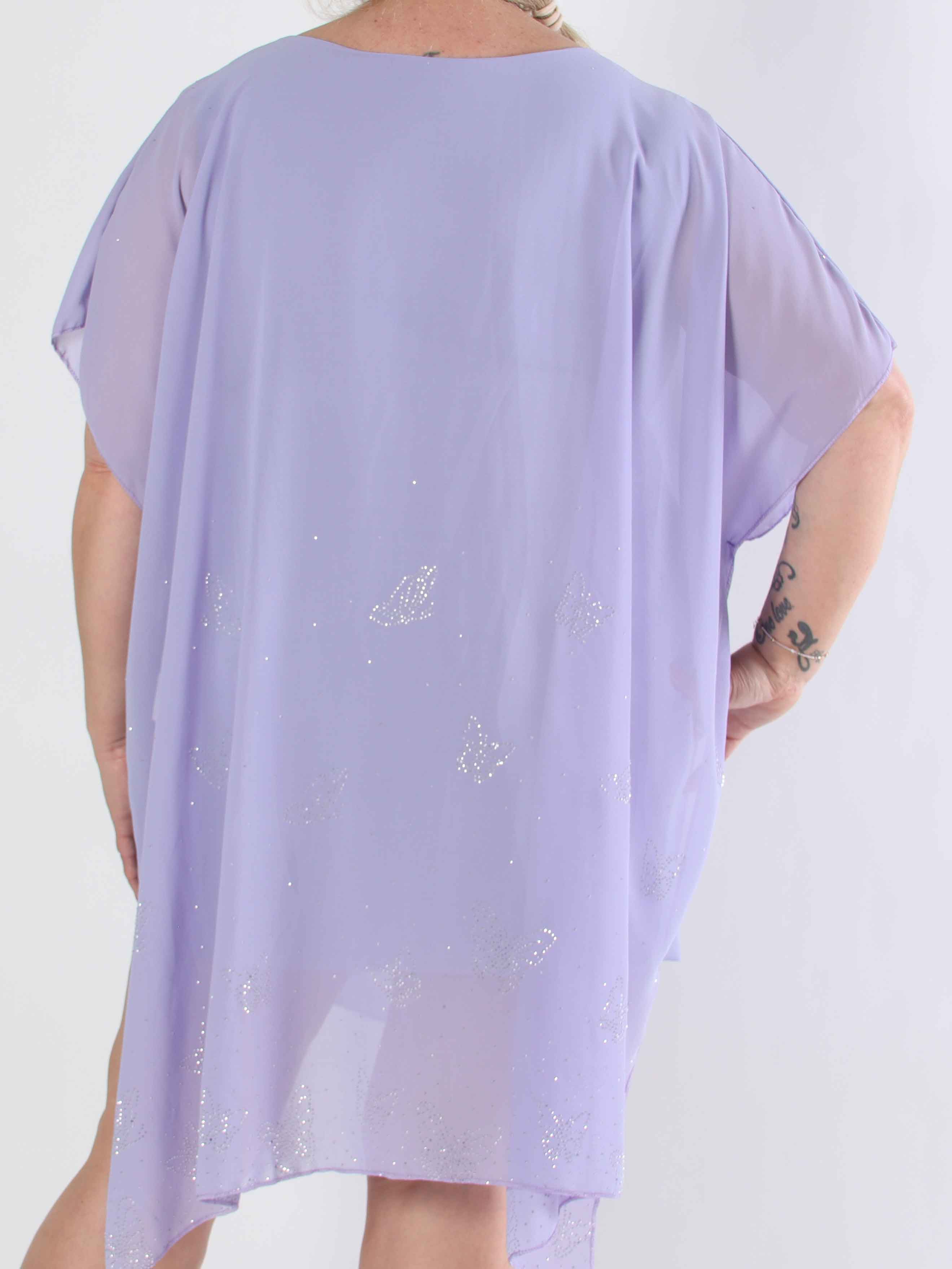 Mirabella Crystal - Tunikaklänning i plus size med chiffonglager och skenbart släp